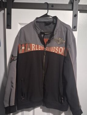 Harley-Davidson Black, Gray & Orange Zip-Up Riding Jacket